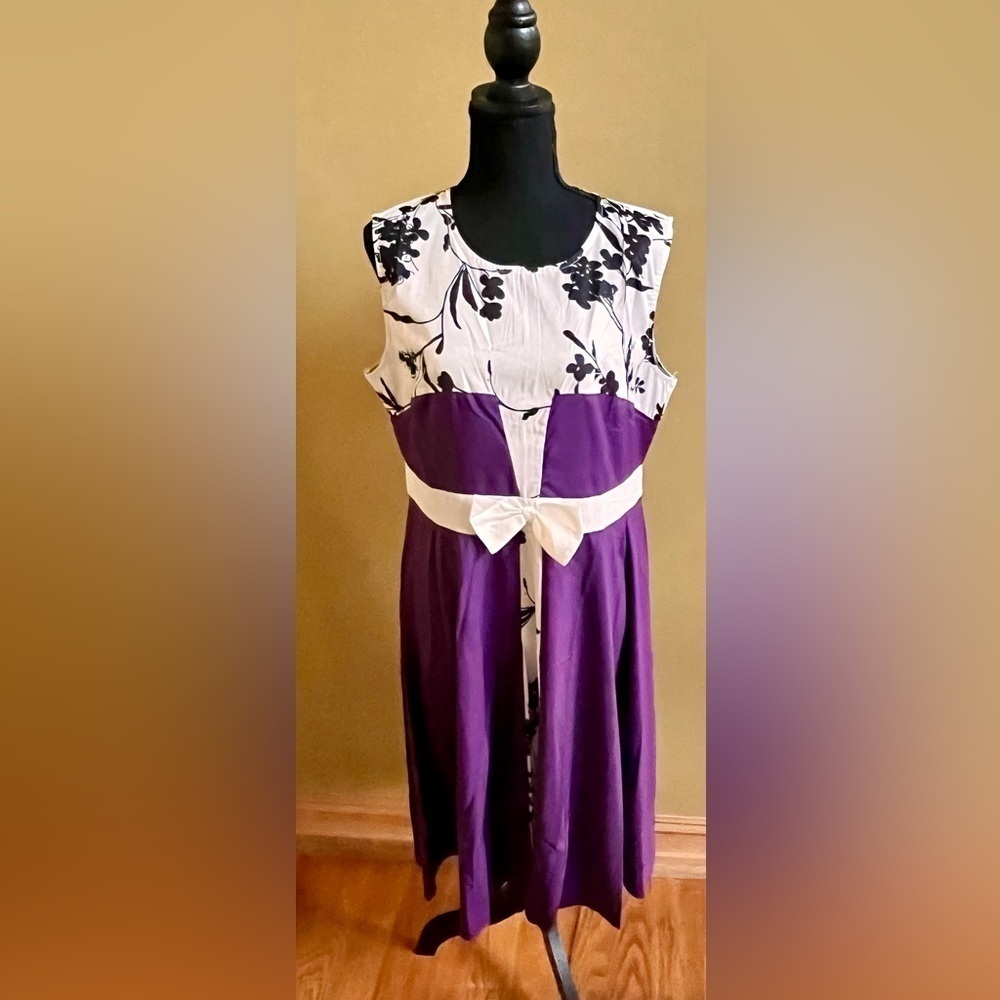 Fisoul NWT NWOT Casual Midi Dress Lot 3 Black Floral Red Stripe Purple Size XL